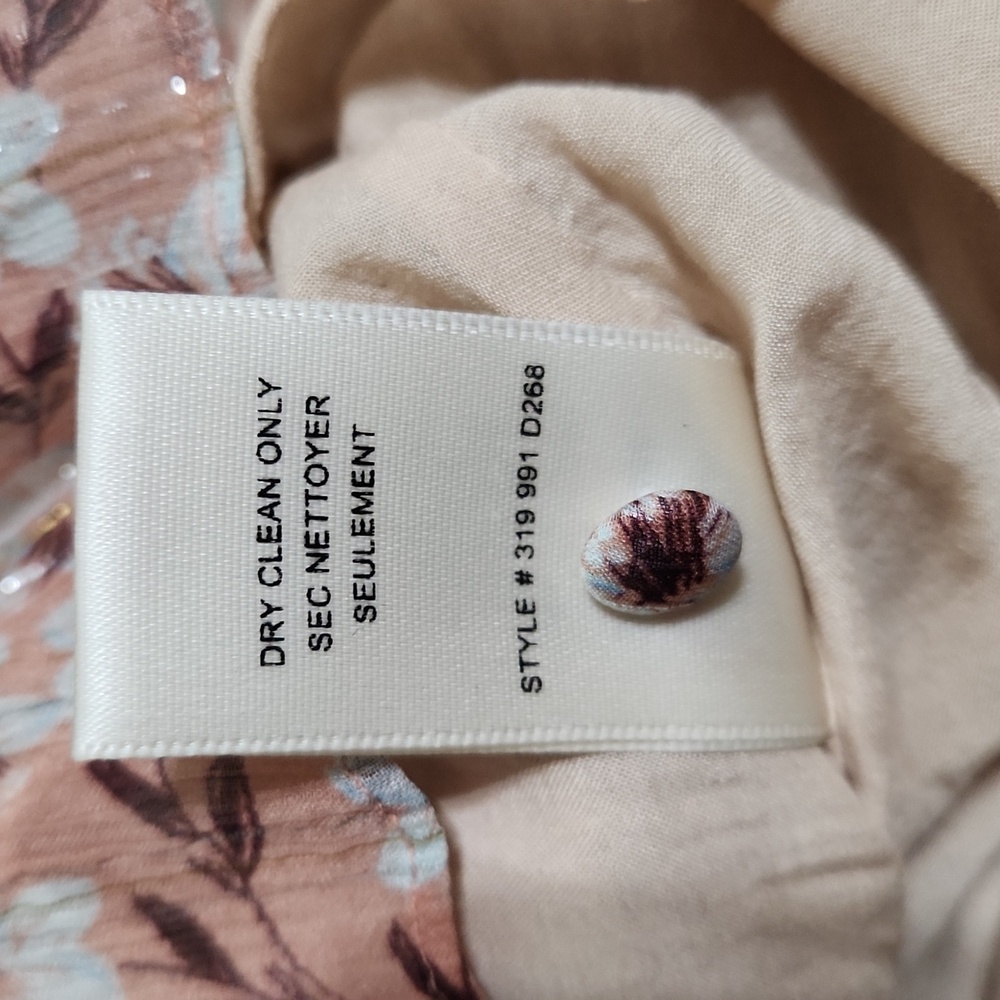 Rebecca Taylor Lucia Floral Romantic Dress Silk Ruffle Pink Gold Metallic Size 2 - Picture 10 of 10